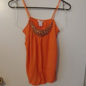 Candies Orange tank top with beads at neckline